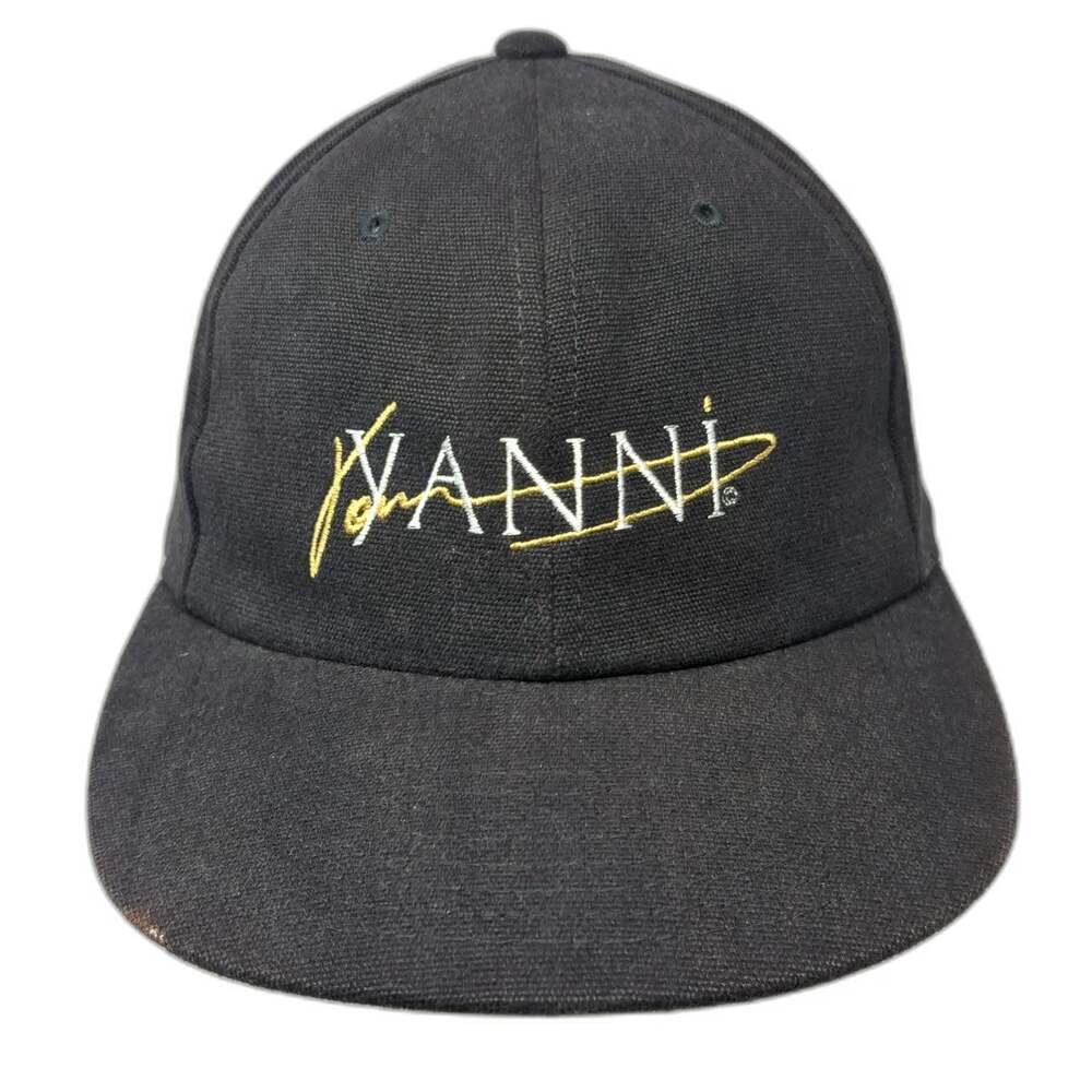 Yupoong Cap Gray World Tour Yanni Musician Concert Slideback Hat Vintage 90's